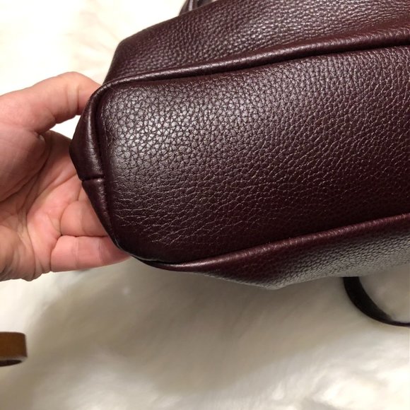 Women Mashad  Pebbled Leather burgundy satchel - Picture 5 of 6